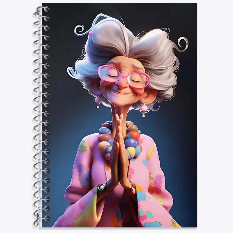 دفتر زبان 50 برگ خندالو مدل دو خط طرح مادربزرگ کد F5795