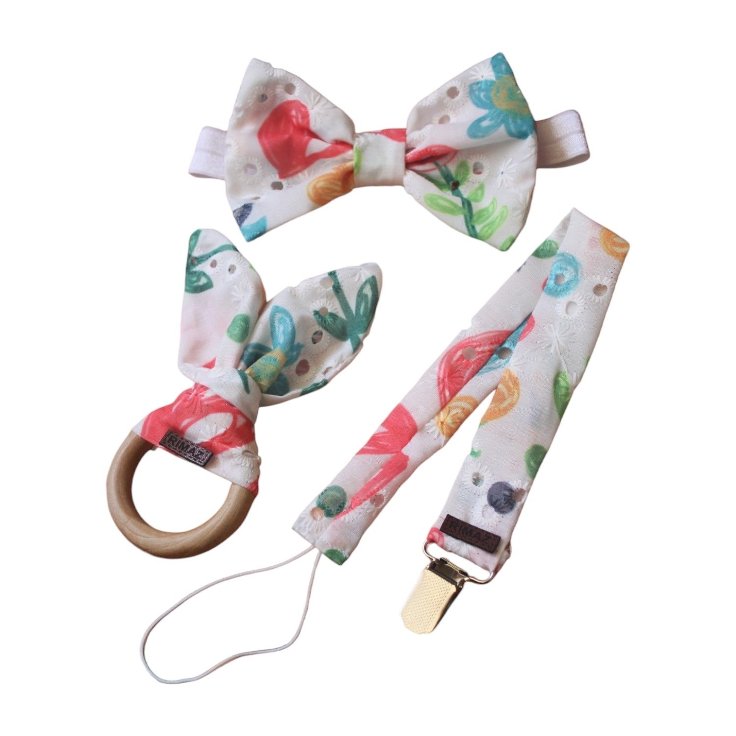 ست هدبند ریماز مدل بهار کد m2402 به همراه بند پستانک و دندانگیر - - 1