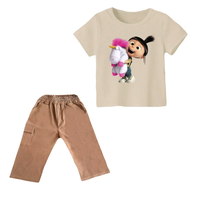 ست تی شرت و شلوارک دخترانه مدل دخترک کد ۵