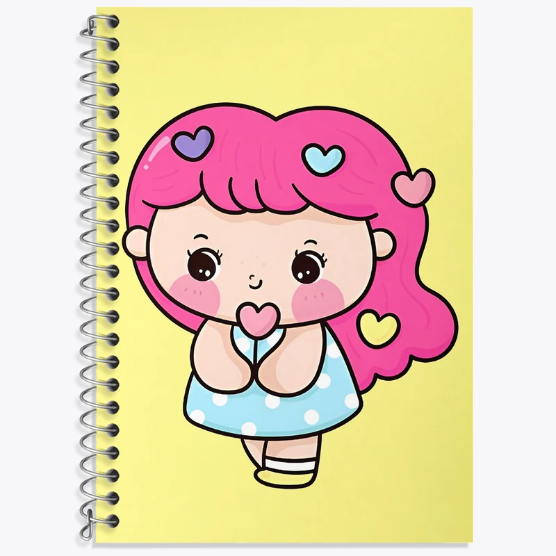 دفتر زبان 50 برگ خندالو مدل سه خط طرح دخترانه کیوت کد N4151