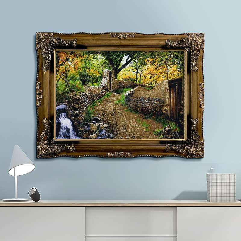 تابلو فرش ماشینی طرح دستبافت مدل کوچه باغ کد 8578