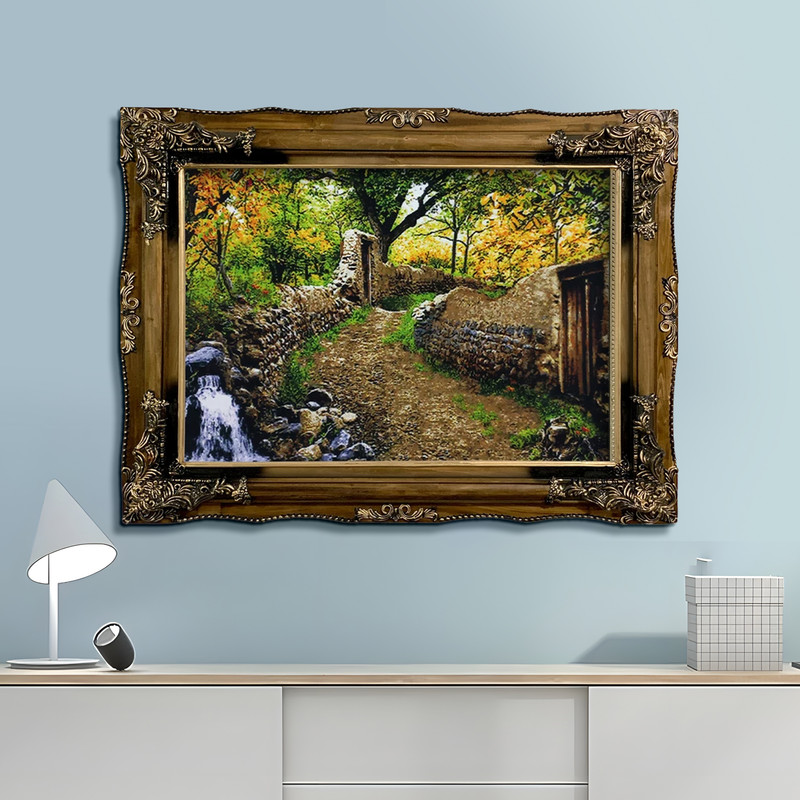 تابلو فرش ماشینی طرح دستبافت مدل کوچه باغ کد 8578