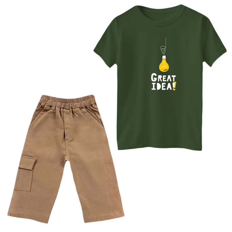 ست تی‌شرت و شلوارک پسرانه مدل ایده بزرگ