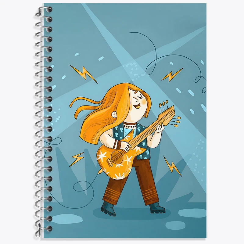 دفتر لغت 50 برگ خندالو طرح نوازنده گیتار الکتریک کد F8180