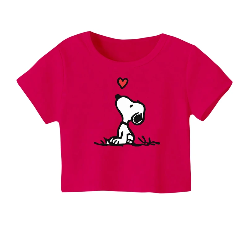 کراپ‌ تی‌شرت آستین کوتاه زنانه مدل اسنوپی کد ۲۶