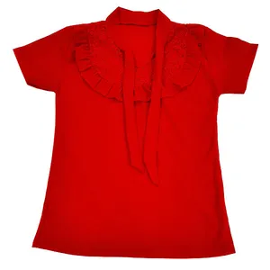 بلوز زنانه مدل یقه کراواتی گیپور دار