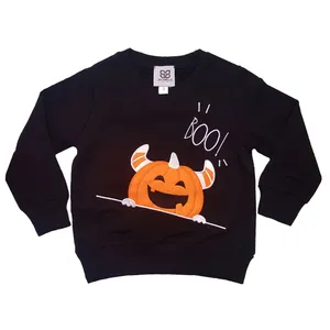 سویشرت بچگانه ساتوبلو مدل هالوین طرح کدو شاخدار رنگ مشکی