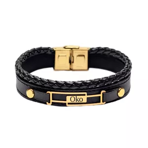 دستبند طلا 18 عیار مردانه لیردا مدل اسم اکو