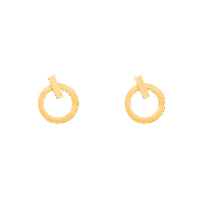 گوشواره طلا 18 عیار زنانه پرسته مدل دایره تو خالی با مستطیل