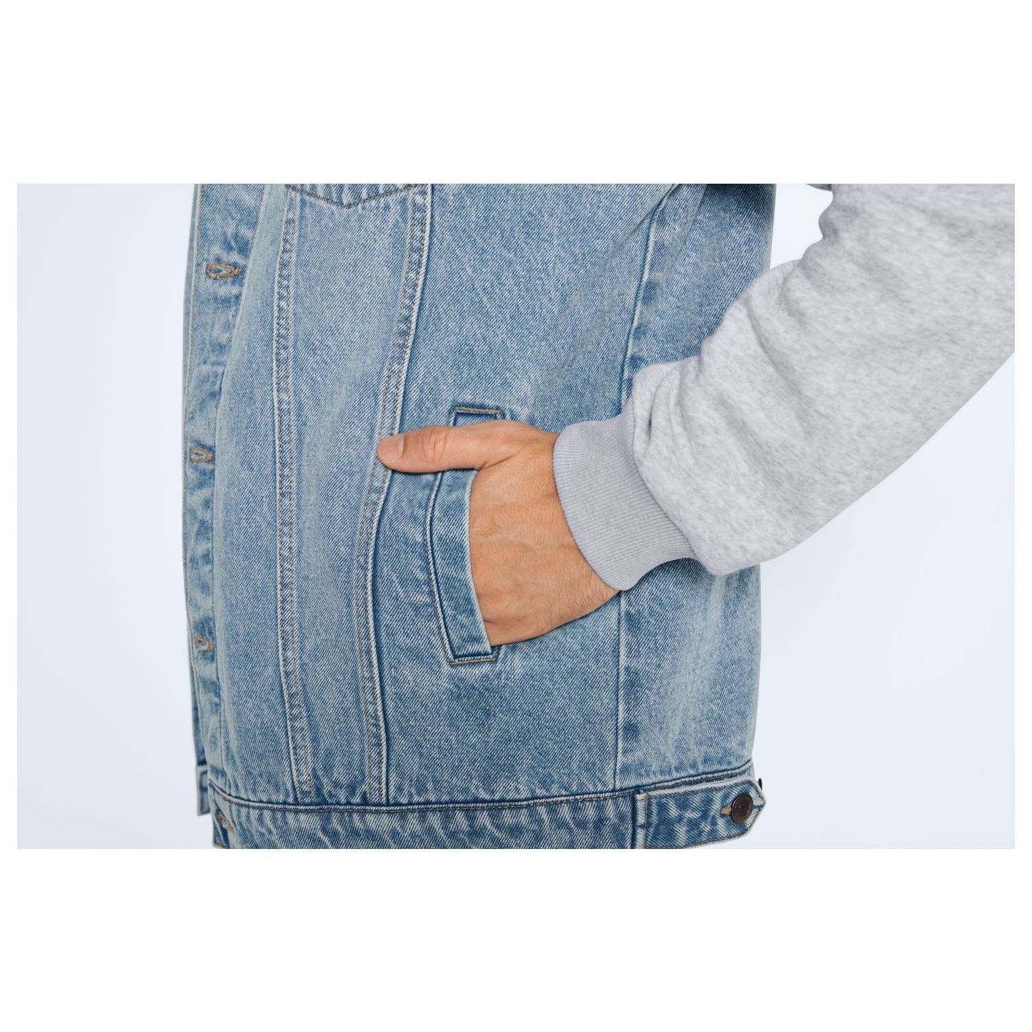 کت مردانه لیورجی مدل جین کلاه دار کد J2023LB - - 5