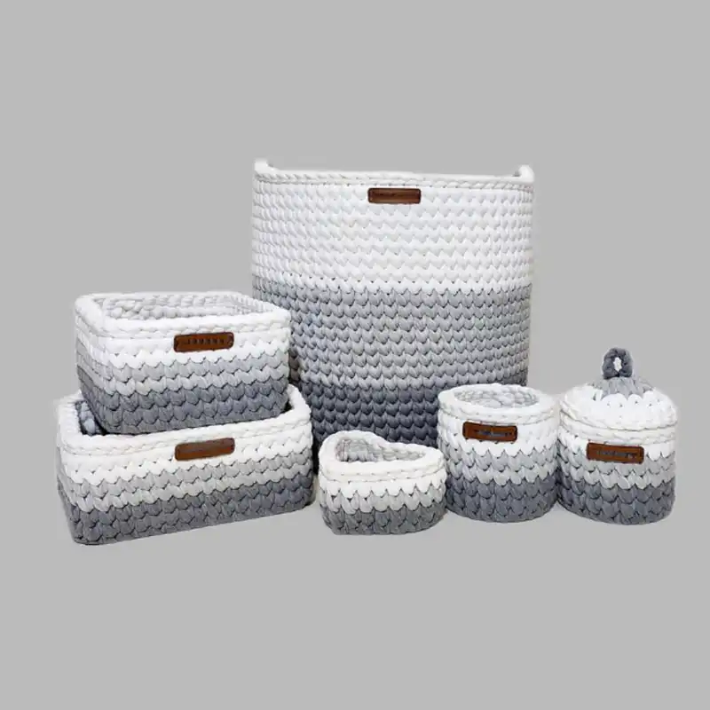 سبد قلاب بافی تریکو طرح سیسمونی اتاق کودک کد 89 مجموعه 6 عددی