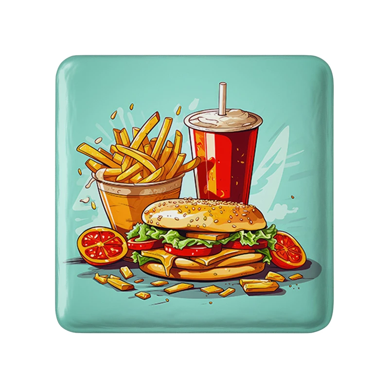 پیکسل خندالو طرح فست فود (Fast Food) مدل مربعی کد 36569