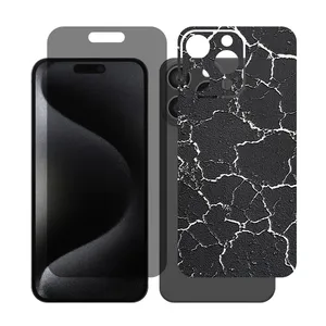 Glass Together model privacy screen protector suitable for Apple iPhone 15 Pro Max mobile phone with cover sticker on the back of the phone