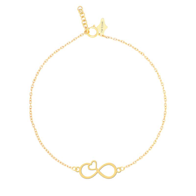 پابند طلا 18 عیار زنانه کرابو طرح قلب بینهایت مدل Kr2079