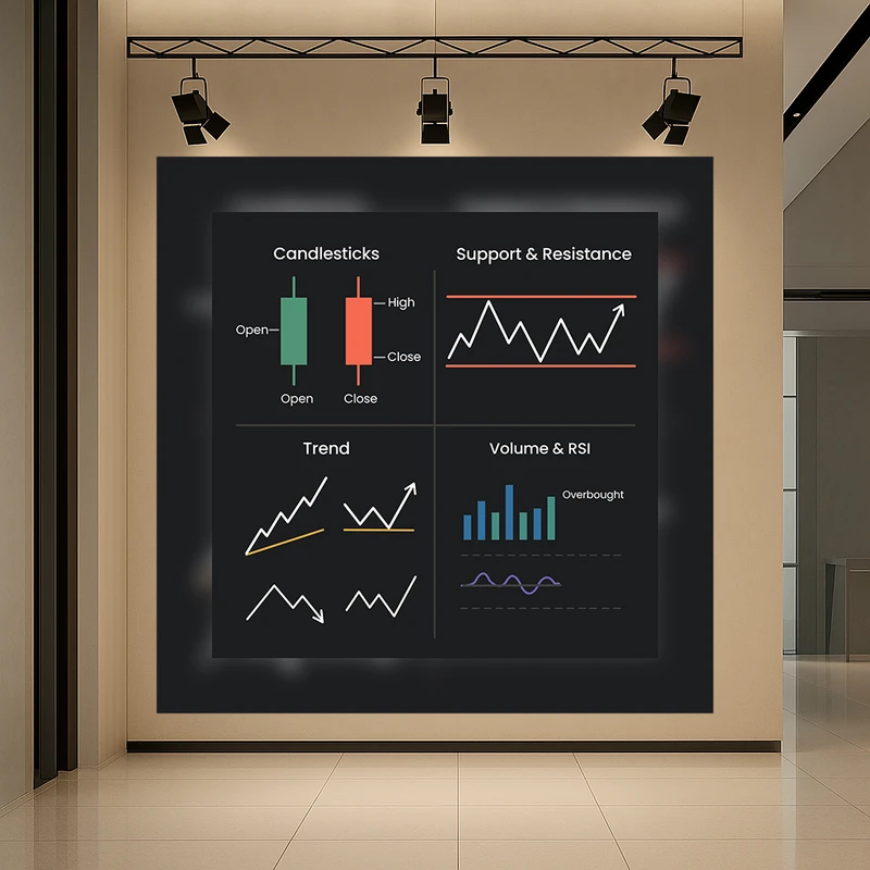 تابلو بوم طرح مخمل آموزشی مدل بازار های مالی کد AR3060117