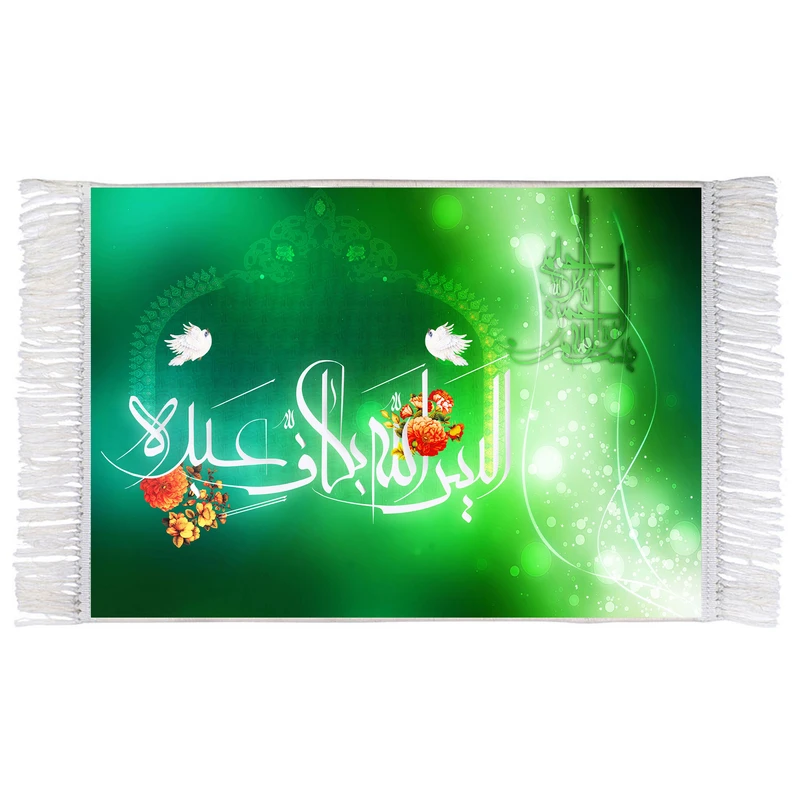 فرش ماشینی دیوارکوب اطلس آبی مدل الیس الله بکاف عبده کد T3513