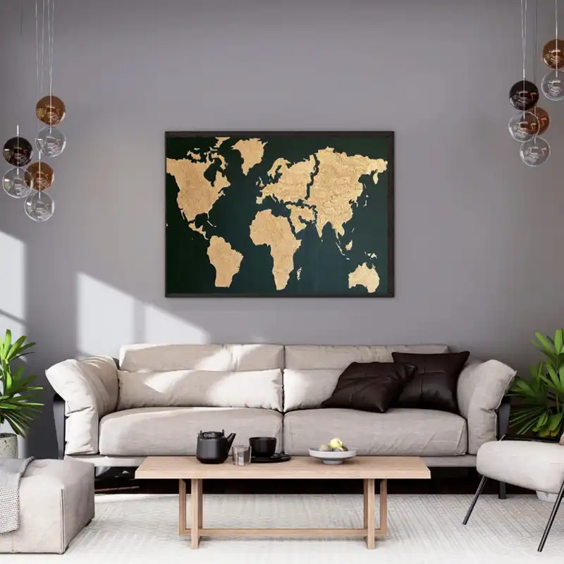 تابلو برجسته طرح نقشه جهان کد963