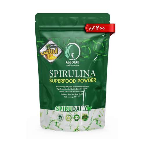پودر جلبک خوراکی اسپیرولینا با طعم آناناس آلگوتب - 200 گرم