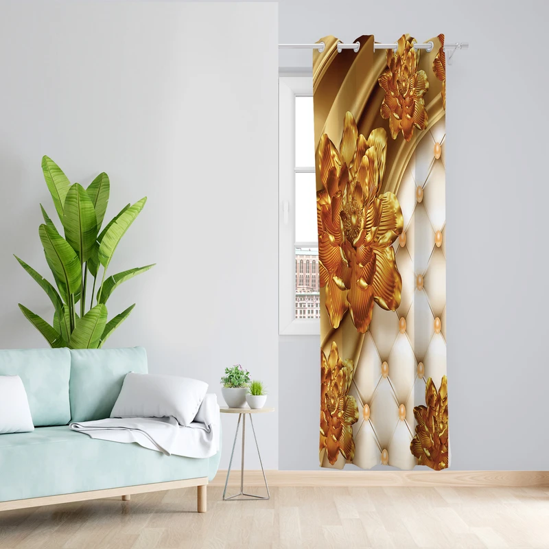 پرده طرح گل مدل مخمل پانچی کد L 1341L Z سایز 140x200 سانتی متر