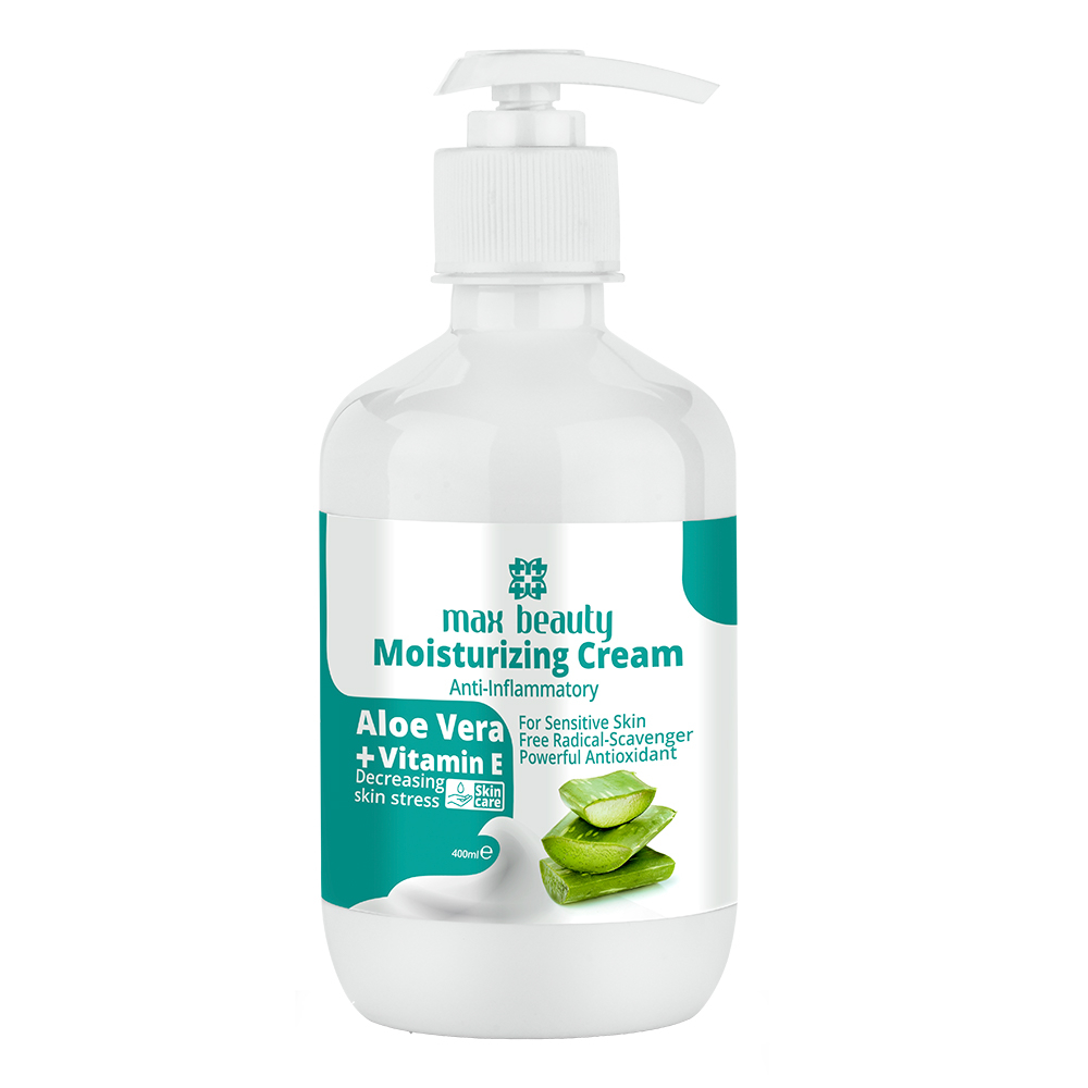 مراقبت پوست کرم مرطوب کننده مکس بیوتی مدل آلوئه ورا حجم 400 میلی لیتر