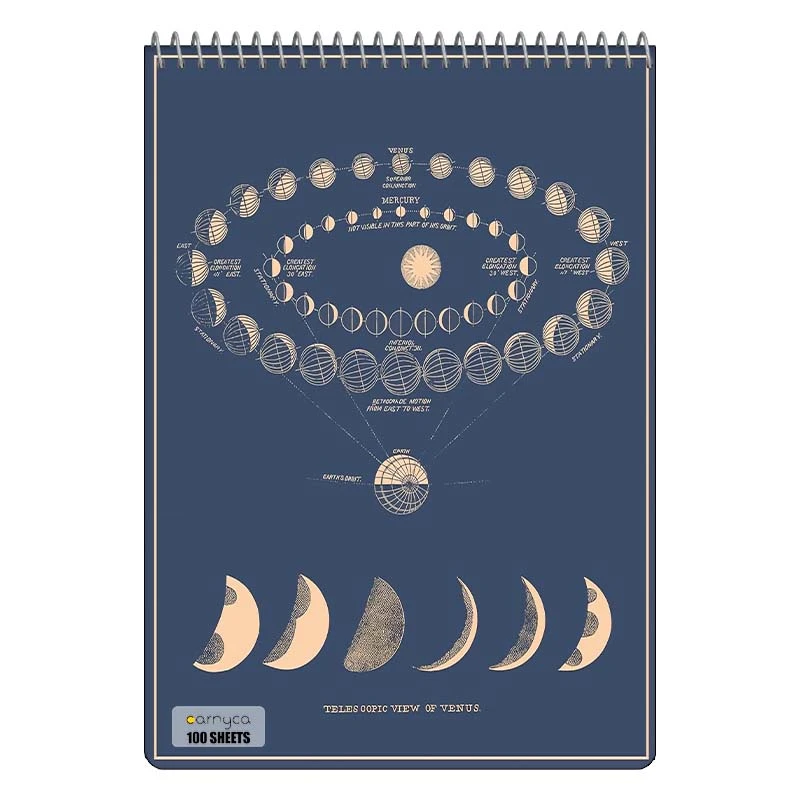 دفتر شطرنجی 100 برگ کارنیکا طرح روزنامه وینتج ماه Vintage Newspaper Moon کد 45893