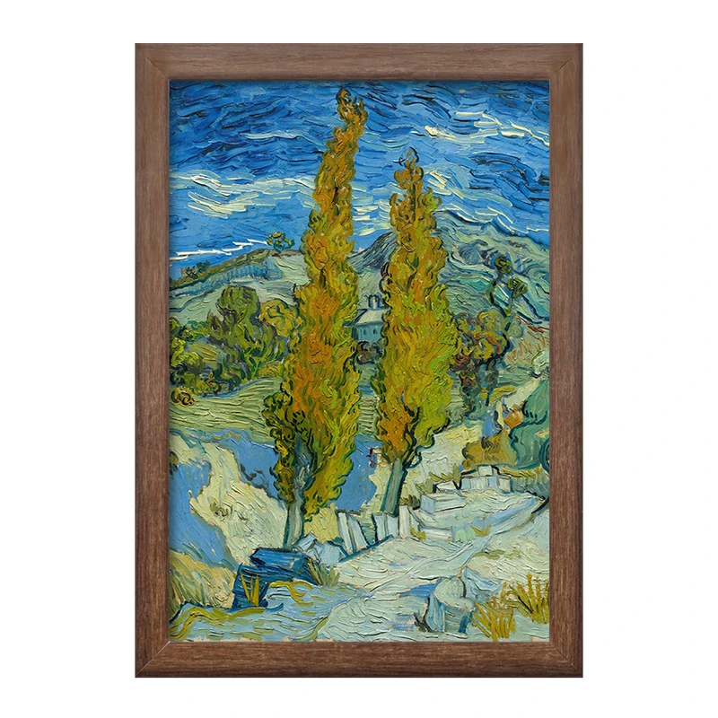 تابلو خندالو طرح نقاشی دو صنوبر در آلپیل نزدیک سن رمی اثر ونسان ونگوگ کد F12430