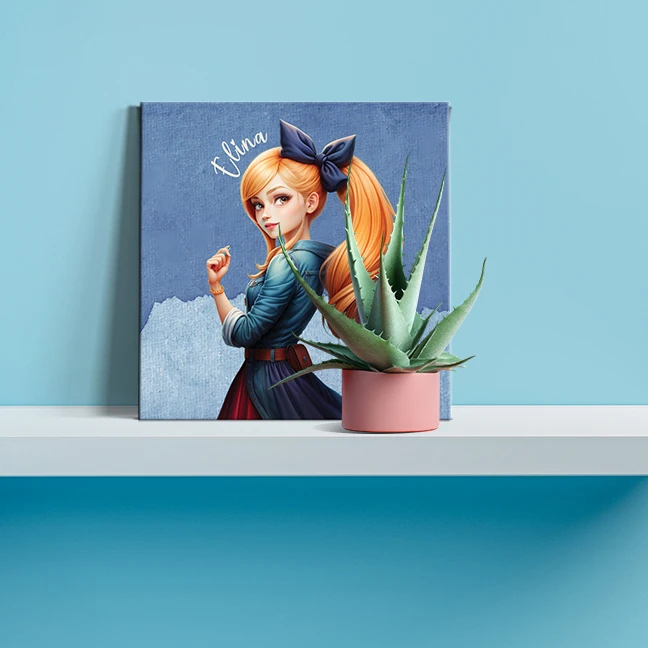 تابلو شاسی لاژید مدل اسم الینا  طرح دختر کارتونی کد CuteGirl