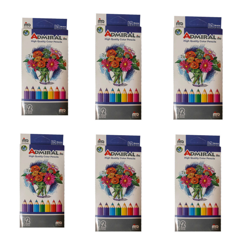 مداد رنگی 12 رنگ آدمیرال مدل MS7 بسته 6 عددی