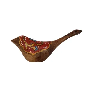  مجسمه چوبی طرح گنجشک مدل نقش و گل کد 1098