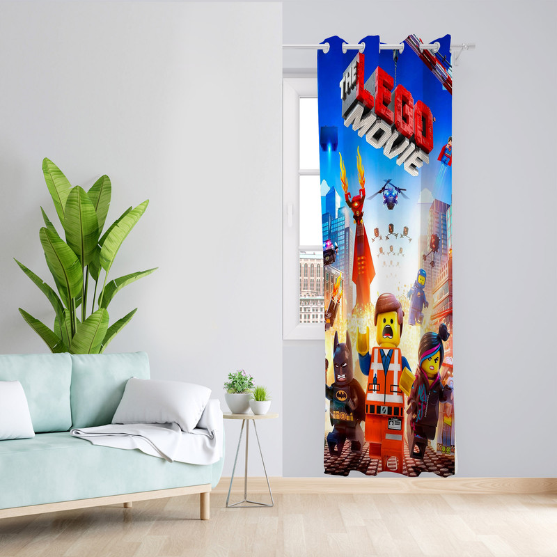 پرده طرح لگو مدل مخمل پانچی کد 1843 z سایز 140x200 سانتی متر
