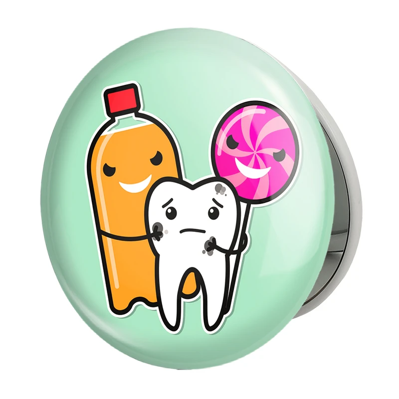 آینه جیبی خندالو طرح دندان و دندانپزشکی کودکانه مدل تاشو کد 27775 