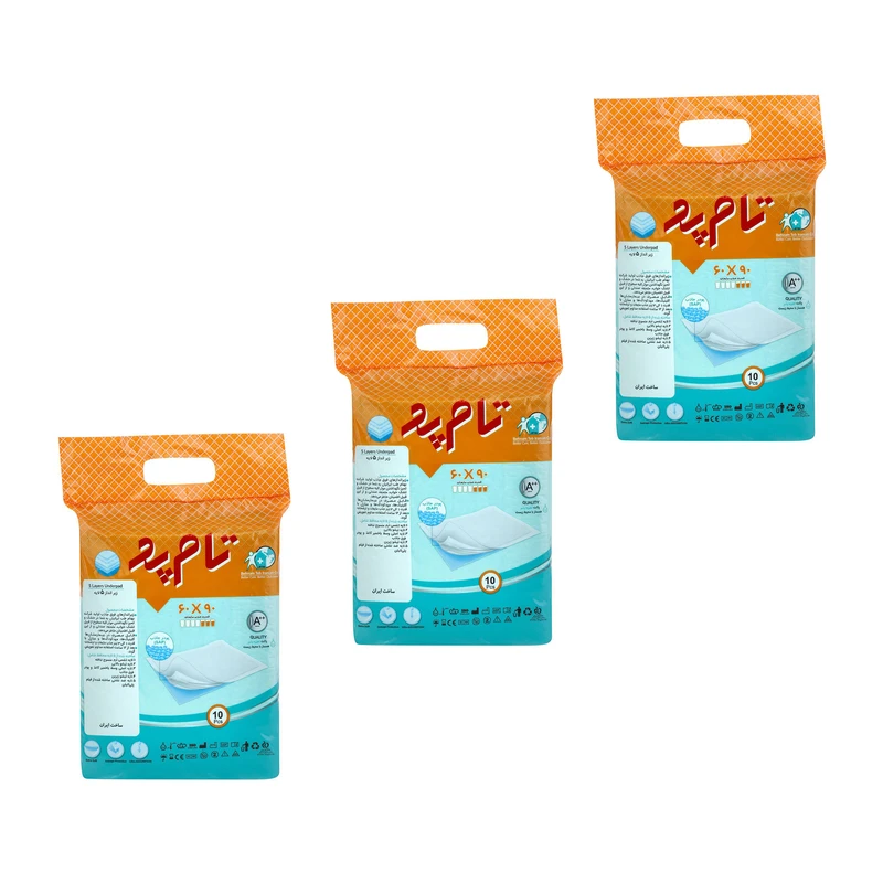 پد زیرانداز بیمار تام پد مدل 6090 سه بسته 10 عددی