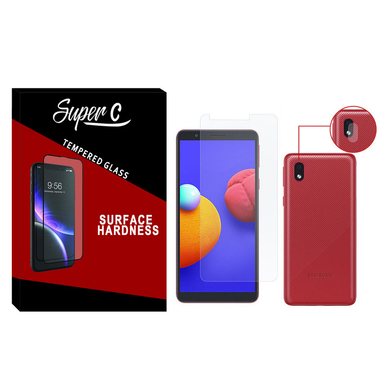 محافظ صفحه نمایش سوپرسی مدل SDHC-01 مناسب برای گوشی موبایل سامسونگ Galaxy A01 core به همراه محافظ لنز دوربین