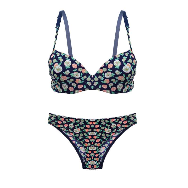 ست شورت و سوتین زنانه مدل اسفنجی گل گلی 3-390