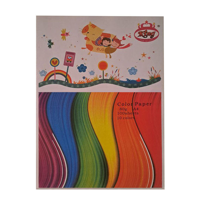 کاغذ رنگی کینگ کد A4-100 بسته 100 عددی