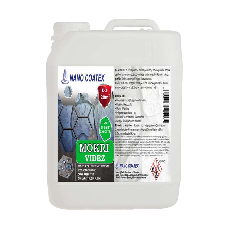 محلول نانو پوشش ضدآب و آبگریز سطوح ساختمانی نانوکوتکس مدل mokri حجم 5 لیتر