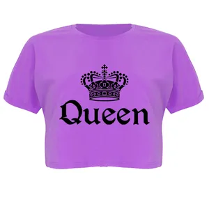 تی شرت آستین کوتاه زنانه مدل QUEEN کد P18 رنگ بنفش