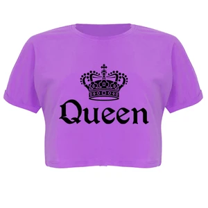 تی شرت آستین کوتاه زنانه مدل QUEEN کد P18 رنگ بنفش