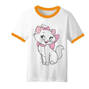 تی شرت آستین کوتاه دخترانه مدل گربه اشرافی کد TDb5112