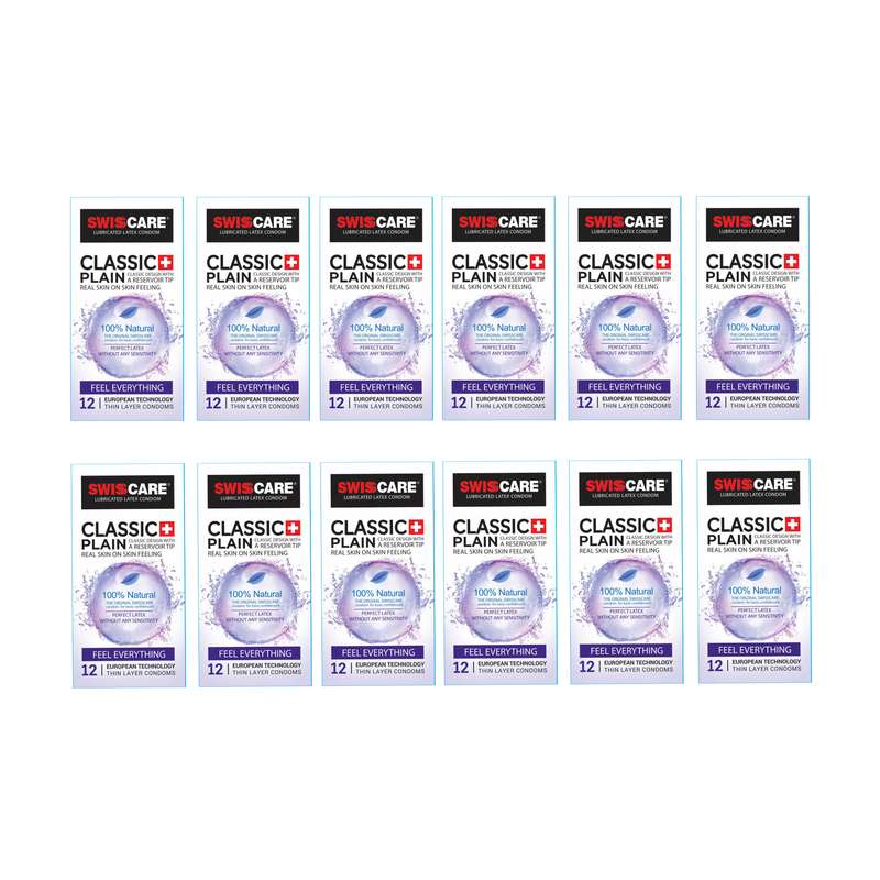 کاندوم سوئیس کر مدل classic plain مجموعه 12 عددی