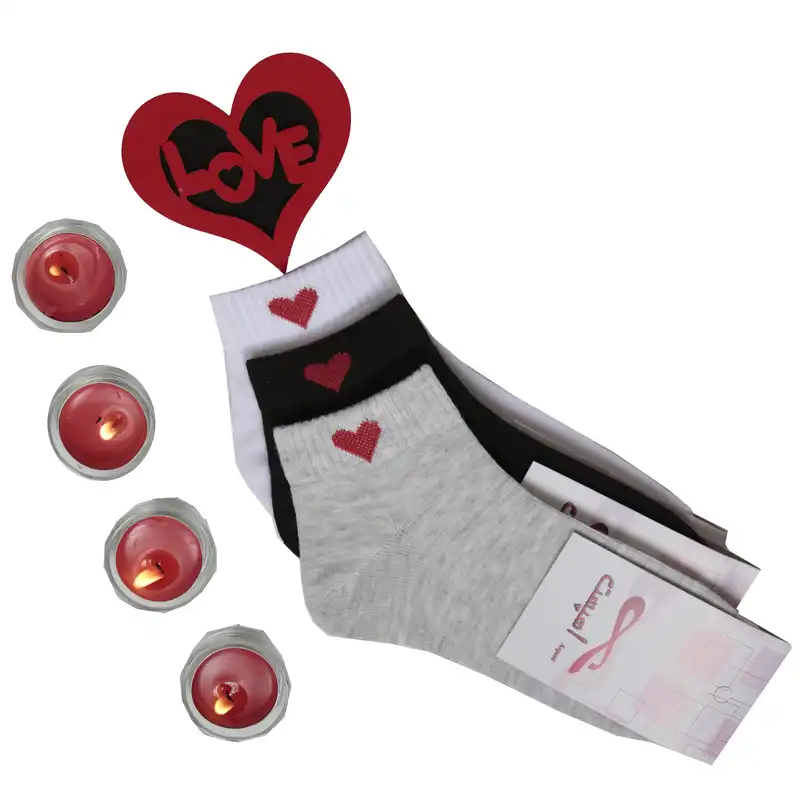 جوراب زنانه اسپست مدل قلبی ASP-HSet بسته 3 عددی