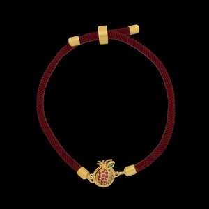 تخفیف دستبند طلا 18 عیار زنانه با بند بافت ناریا مدل انار مارشال کد AZ12-2