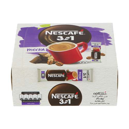 پودر مخلوط قهوه فوري موکا 3 در 1 نسکافه - 18 گرم بسته 24 عددي	