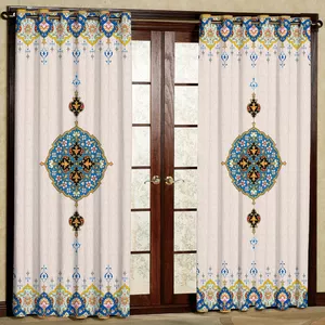 پرده مدل مخمل پانچی طرح سنتی کد 4299T2 سایز 200x140 سانتی متر