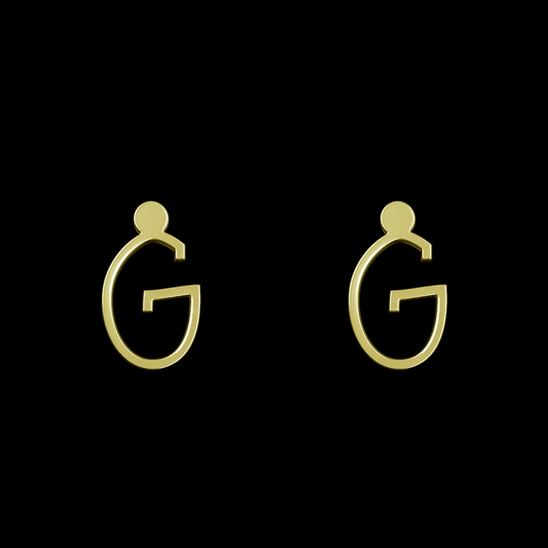گوشواره میخی طلا 18 عیار زنانه نیکان گلد مدل حرف G