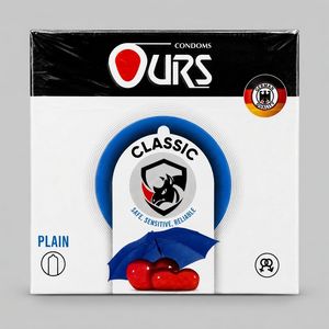 کاندوم اورز ضخامت نازک، مدل Classic لاتکس طبیعی، ضدحساسیت، سایز استاندارد، بسته 3 عددی