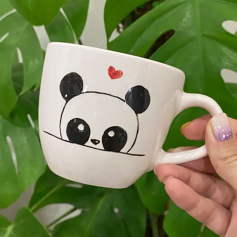 ماگ سرامیکی مدل پاندا به همراه زیر لیوانی