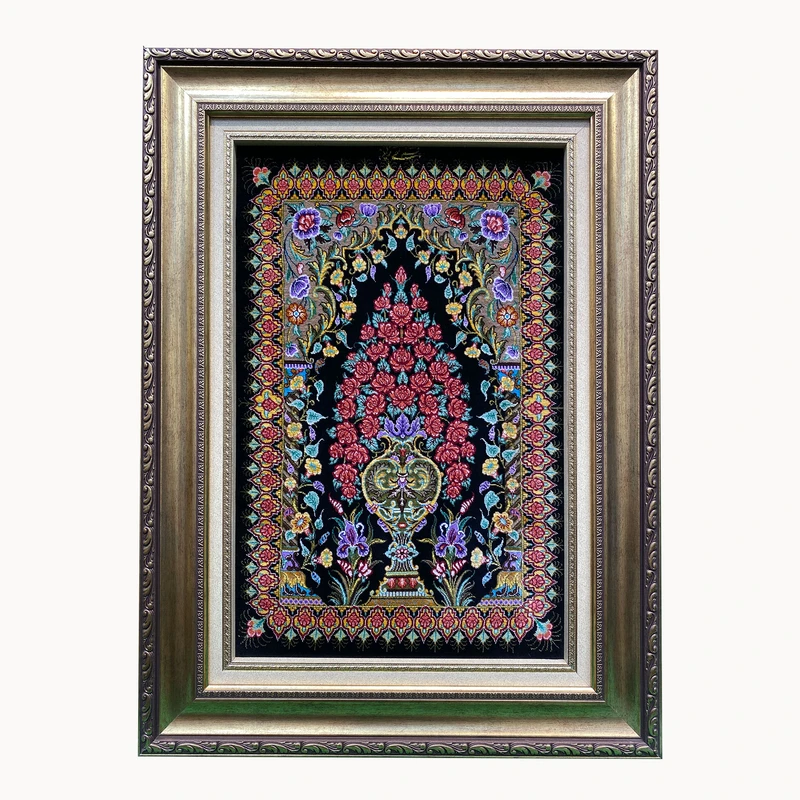 تابلو فرش دستباف طرح گلدانی کد ۲۱۴۲۳۸۳۱