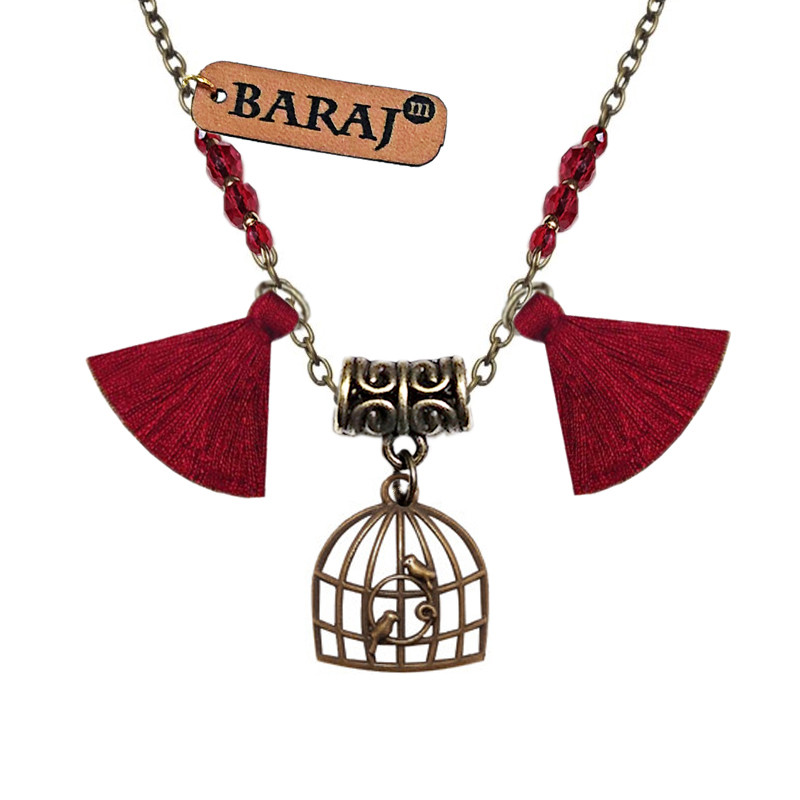گردنبند زنانه باراج من مدل قفس گنبدی و منگوله کد G-GG2M
