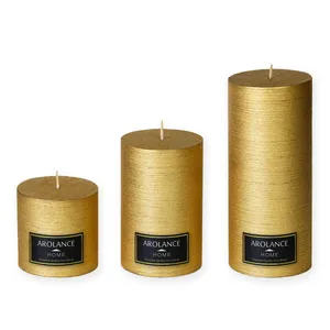 Arolance Metallic Pillar Candle Set of 3